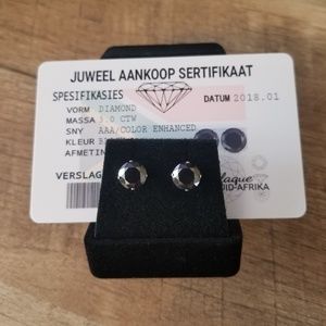 3ct real genuine black diamond stud earrings